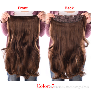 Cheap One Piece 4 Clips In Hair Extensions 56Cm 24 Inches Long Synthetic False Hair Piece Clip In Hair Extensions For Women